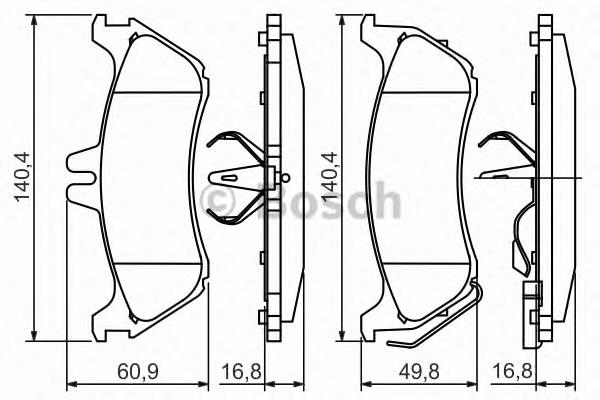 Okładziny (klocki) do hamulców tarczowych tylne 0986424708 Bosch