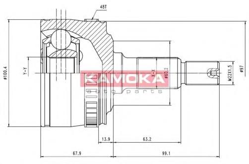 7046 Kamoka przegub homokinetyczny przedni zewnętrzny