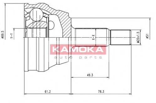 7094 Kamoka przegub homokinetyczny przedni zewnętrzny