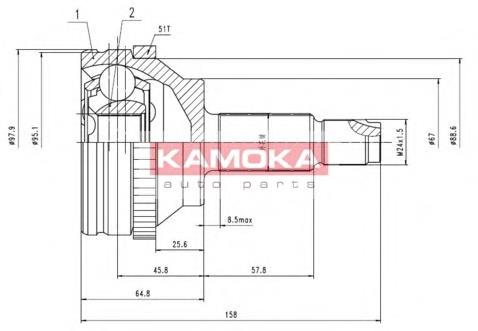 7088 Kamoka przegub homokinetyczny przedni zewnętrzny