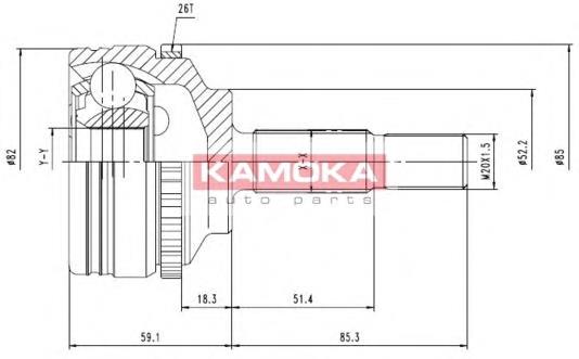 7140 Kamoka przegub homokinetyczny przedni zewnętrzny