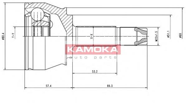Przegub homokinetyczny przedni zewnętrzny 7136 Kamoka