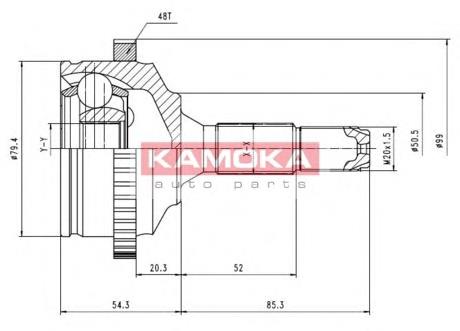 7146 Kamoka przegub homokinetyczny przedni zewnętrzny