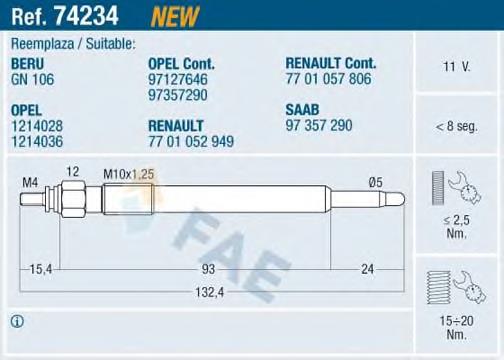 Do koszyka 97127646 Opel Świeca żarowa