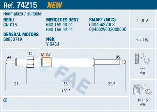 Świeca żarowa Mercedes A6601590201 cena, od 7,64 USD