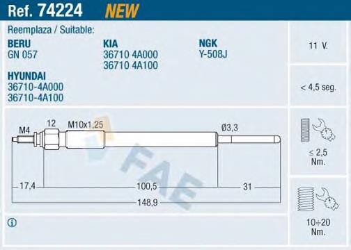 74224 FAE Świeca żarowa