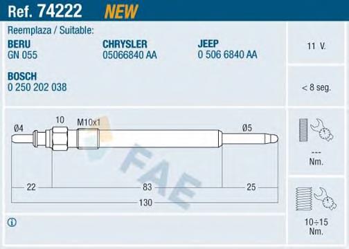 Świeca żarowa 5142577AA Chrysler