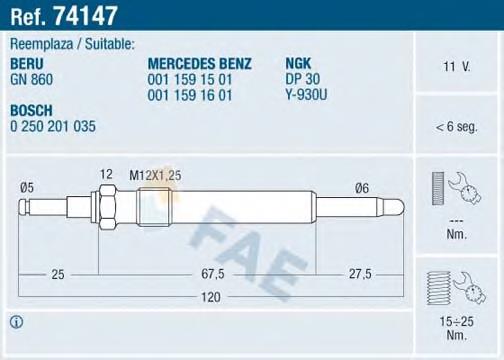 Świeca żarowa 0011591601 Mercedes