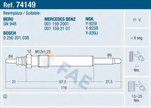 74149 FAE Świeca żarowa