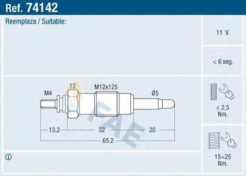 Świeca żarowa 71735461 Fiat/Alfa/Lancia