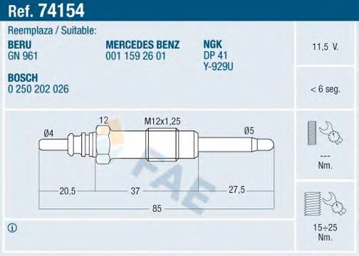 74154 FAE Świeca żarowa