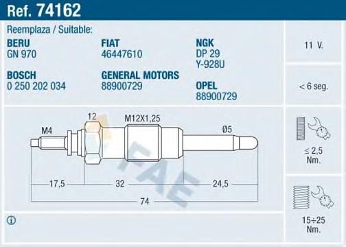 Do koszyka 46447610 Fiat/Alfa/Lancia Świeca żarowa