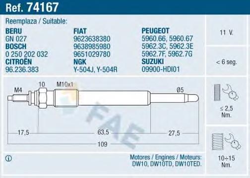 74167 FAE Świeca żarowa