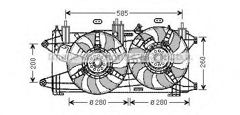 872800600 Fiat/Alfa/Lancia Dyfuzor chłodnicy, w komplecie z silnikiem i wirnikiem