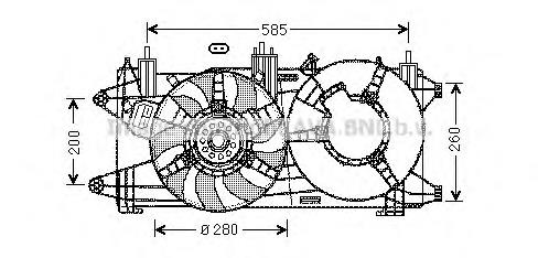 51755589 Fiat/Alfa/Lancia Dyfuzor chłodnicy, w komplecie z silnikiem i wirnikiem