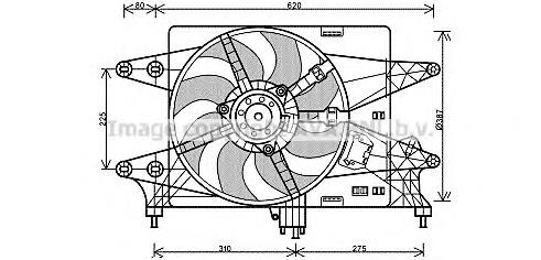 Do koszyka 51768022 Fiat/Alfa/Lancia Dyfuzor chłodnicy, w komplecie z silnikiem i wirnikiem