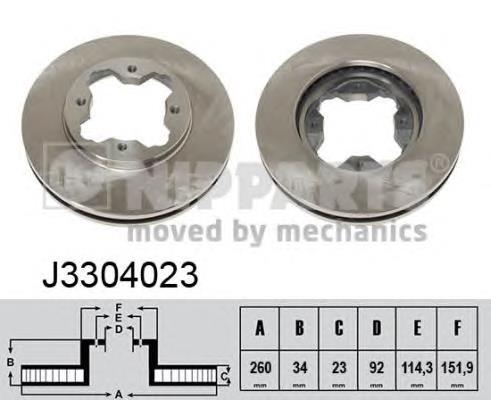 J3304023 Nipparts Tarcza hamulcowa przednia