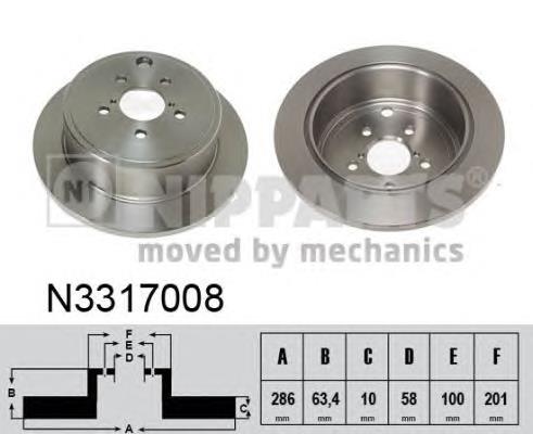 N3317008 Nipparts tarcza hamulcowa tylna