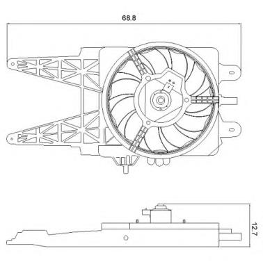 46785738 Fiat/Alfa/Lancia Dyfuzor chłodnicy, w komplecie z silnikiem i wirnikiem