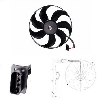 Do koszyka 47204 NRF Wentylator elektryczny układu chłodzenia kompletny (silnik+wirnik)