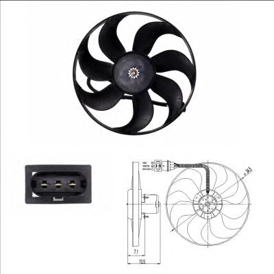 Do koszyka 47397 NRF Wentylator elektryczny układu chłodzenia kompletny (silnik+wirnik)