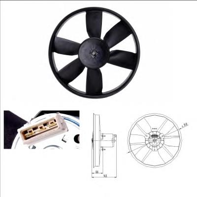 Wentylator elektryczny układu chłodzenia kompletny (silnik+wirnik) 0130107268 Bosch
