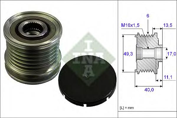 535 0166 10 INA koło pasowe alternatora