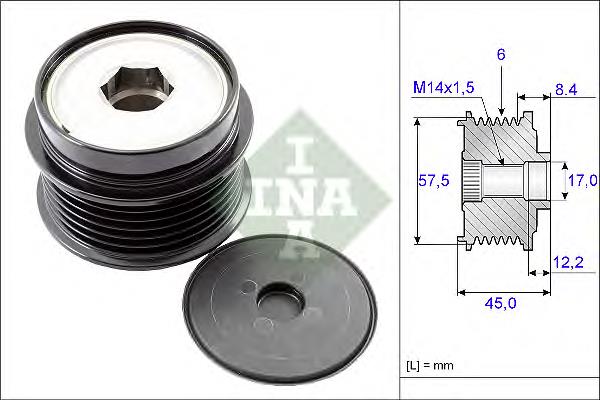 Koło pasowe alternatora INA 535017410 cena, od 64,28 USD