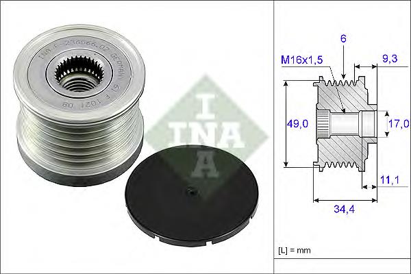 535 0075 10 INA koło pasowe alternatora