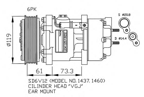 SD6V121437 Peugeot/Citroen Sprężarka klimatyzacji