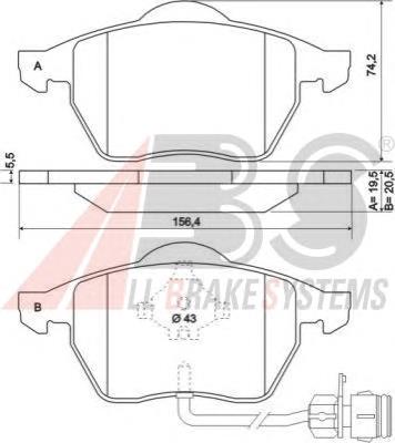 Klocki hamulcowe przednie tarczowe ABS 36773 cena, od 30,47 USD