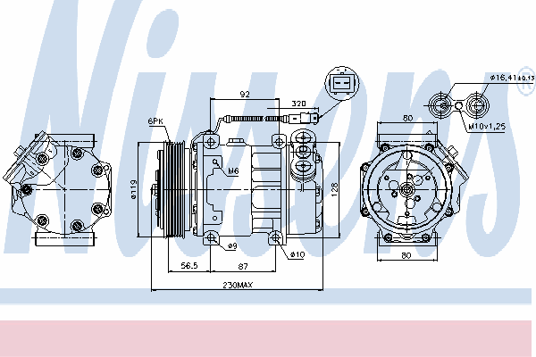 Sprężarka klimatyzacji 89047 Nissens