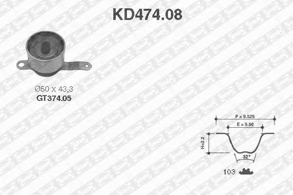 KD47408 SNR Pasek rozrządu, zestaw