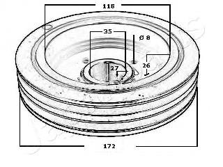 Koło pasowe wału korbowego Japan Parts PU500 cena, od 83,07 USD