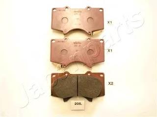 PA205AF Japan Parts Klocki hamulcowe przednie tarczowe