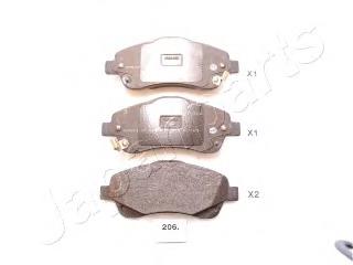 PA206AF Japan Parts Klocki hamulcowe przednie tarczowe