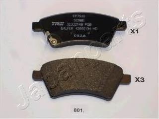 PA801AF Japan Parts Klocki hamulcowe przednie tarczowe