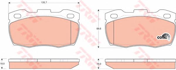 Klocki hamulcowe przednie tarczowe TRW GDB1452 cena, od 27,65 USD