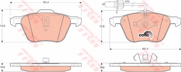 Klocki hamulcowe przednie tarczowe TRW GDB1460 cena, od 37,46 USD