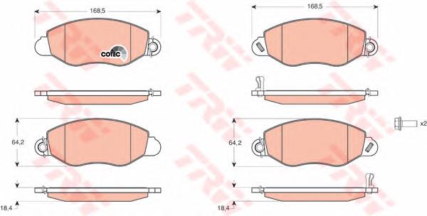 Klocki hamulcowe przednie tarczowe TRW GDB1461 cena, od 28,19 USD