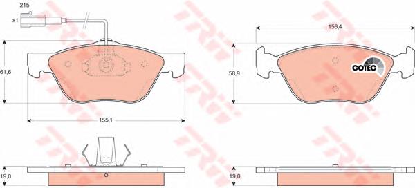 Klocki hamulcowe przednie tarczowe TRW GDB1445 cena, od 41,80 USD