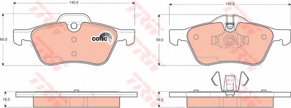 Klocki hamulcowe przednie tarczowe TRW GDB1476 cena, od 26,92 USD