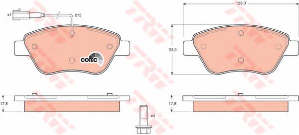 Klocki hamulcowe przednie tarczowe Peugeot/Citroen 1636412880