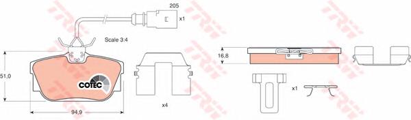 Okładziny (klocki) do hamulców tarczowych tylne TRW GDB1369 cena, od 24,88 USD