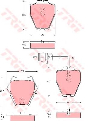 Klocki hamulcowe przednie tarczowe TRW GDB1371 cena, od 37,11 USD