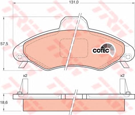 Klocki hamulcowe przednie tarczowe TRW GDB1349 cena, od 22,50 USD
