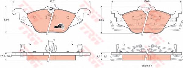 Klocki hamulcowe przednie tarczowe TRW GDB1351 cena, od 27,65 USD