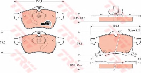 Klocki hamulcowe przednie tarczowe TRW GDB1350 cena, od 28,53 USD