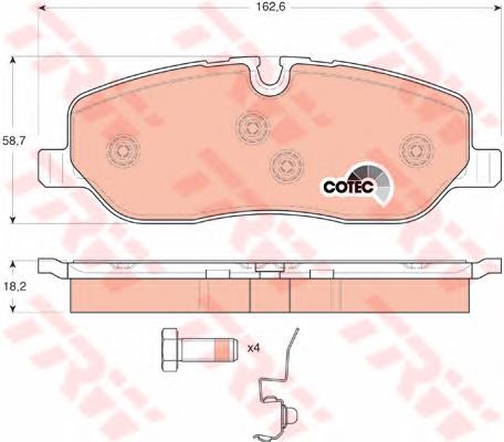 Klocki hamulcowe przednie tarczowe TRW GDB1631 cena, od 31,13 USD