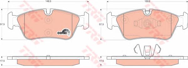 Klocki hamulcowe przednie tarczowe TRW GDB1625 cena, od 29,63 USD